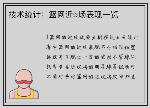 技术统计：篮网近5场表现一览